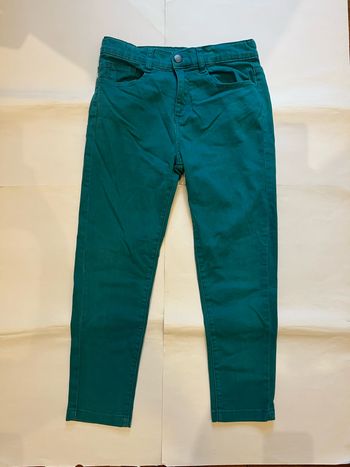 Jean réglable a la taille bleu turquoise bouton pression canifa 9/10 ans