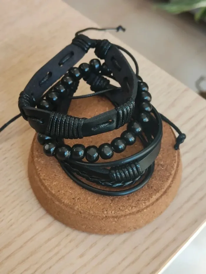 Mon précise noir, dorée, trio bracelets - photo numéro 5