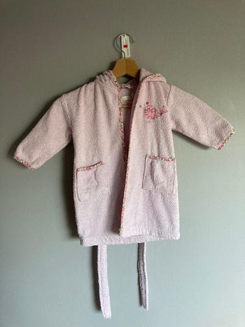 Peignoir fille 1‑2 ans (86 cm) Zara Home – Rose pâle, brodé oiseau, bon état