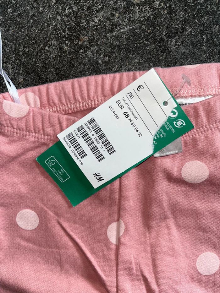 Joli legging épais rose à pois h &m neuf 68 cm - photo numéro 2