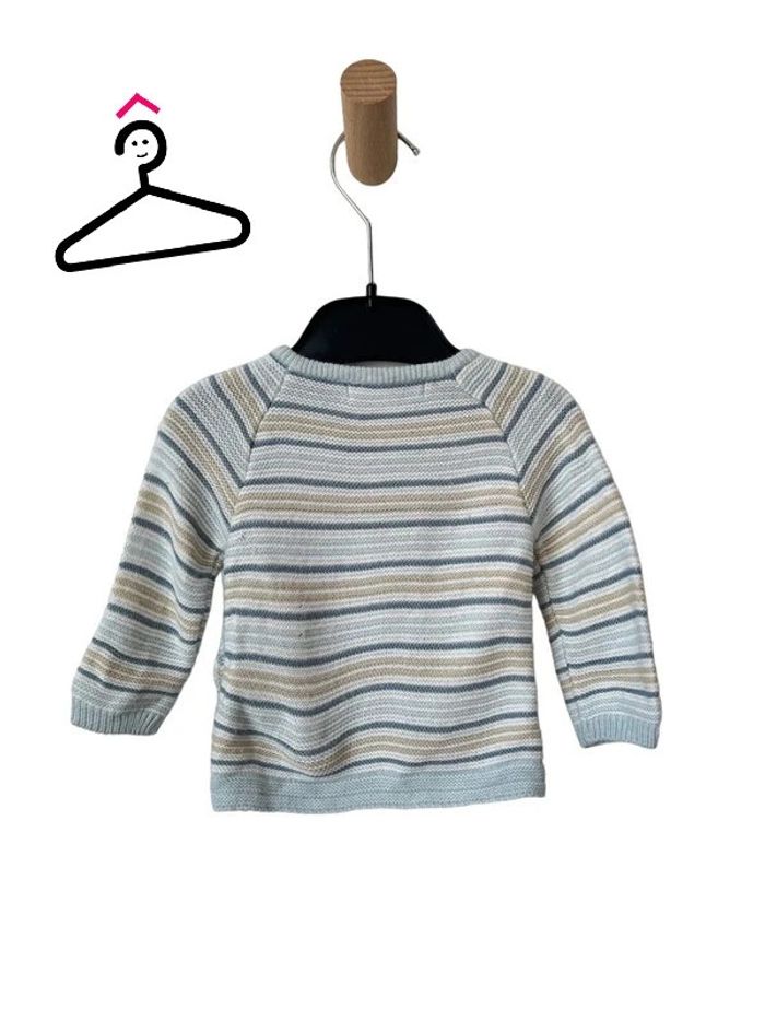 Brassière bébé rayée bleu / blanc / beige - Kitchoun 1 mois (54cm) - photo numéro 4