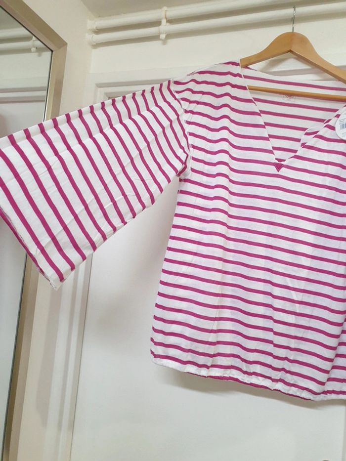 Haut Blouse Top Marinière 100% coton Petit Bateau Taille 16 ans ou M - photo numéro 5