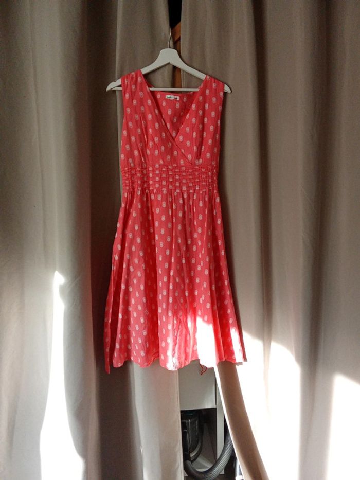 Robe style vintage corail à double pois blanc taille 42 44 - photo numéro 9