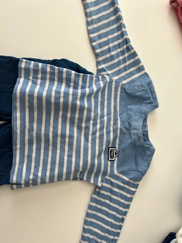 Ensemble Jacadi 18 mois – haut marinière + pantalon velours - photo numéro 2