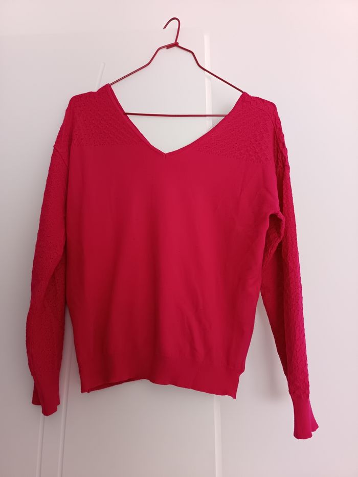 Pull col en V fushia - photo numéro 4