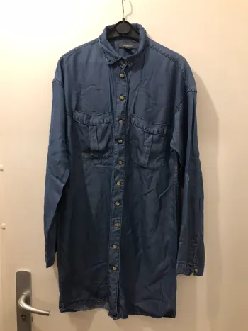 Chemise tunique primark jeans manches longues et courtes bleu marine taille 38