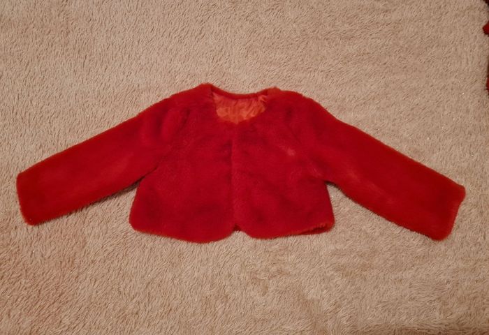 Robe en feutre rouge + veste cardigan 12 mois - photo numéro 5