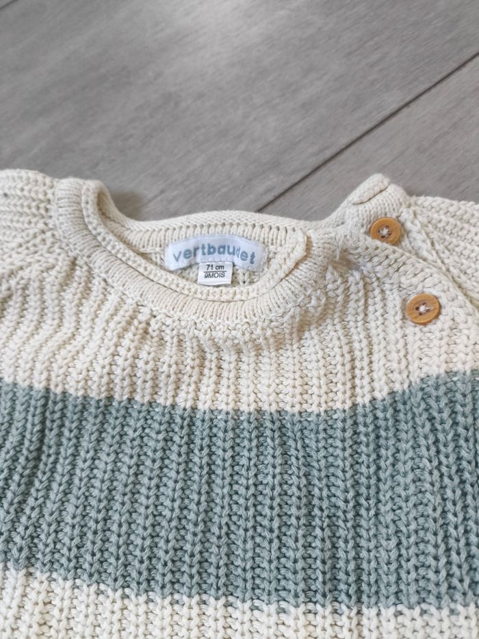 Pull blanc et vert Vertbaudet - photo numéro 2