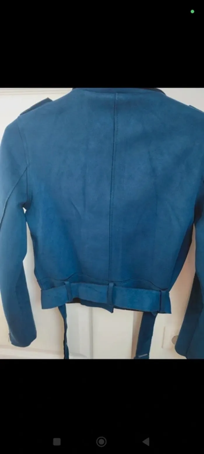 Veste perfecto bleue en suédine kiabi 34 - photo numéro 2