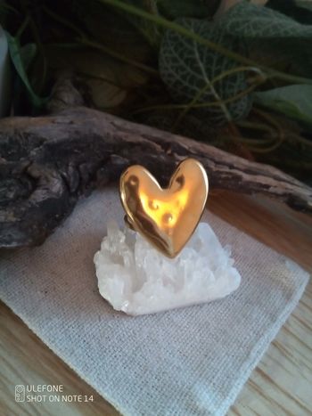 Bague cœur martelé en acier inoxydable