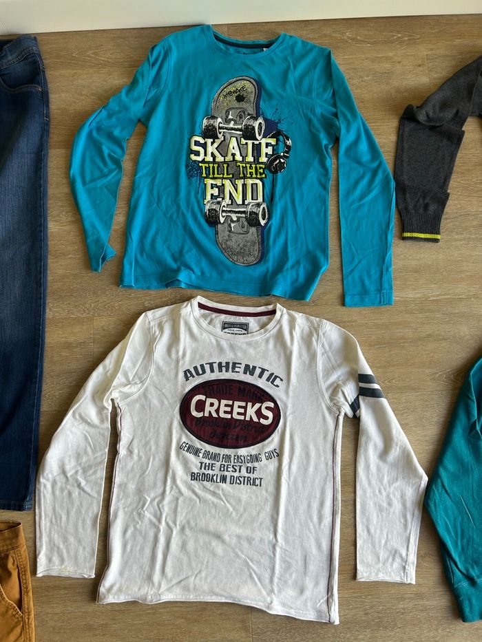 Lot vêtements garçon 13-14 ans – Marques Gemo, Kiabi + autres – T-shirts, pulls, pantalons - photo numéro 3