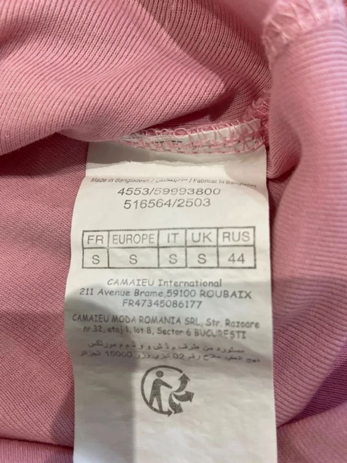 Teeshirt col V rose camaïeu - photo numéro 4