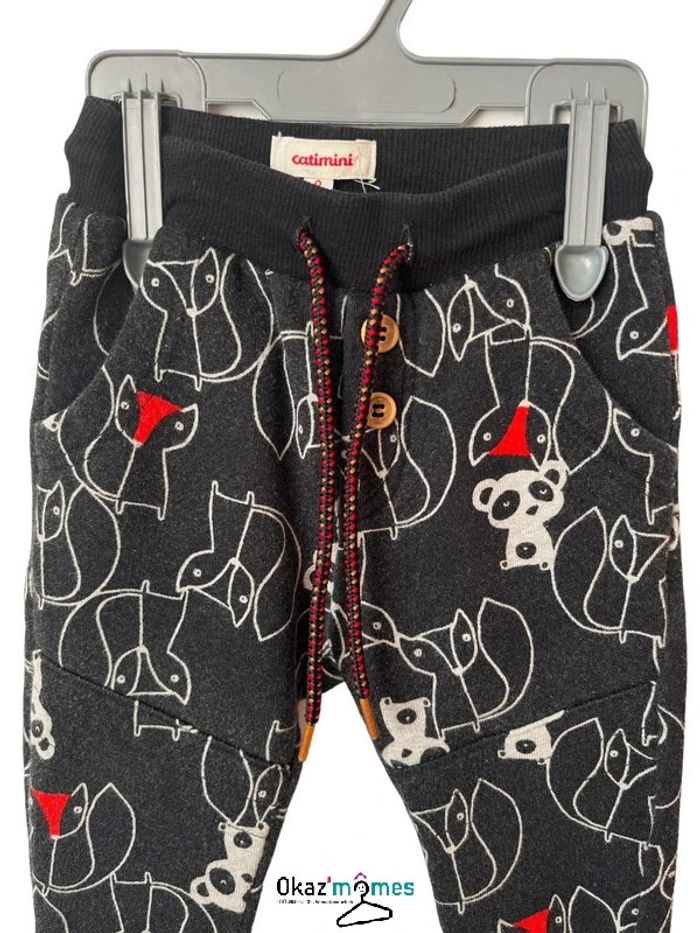 Jogpant noir chiné motifs animaux - Catimini 9 mois (71cm) - photo numéro 2