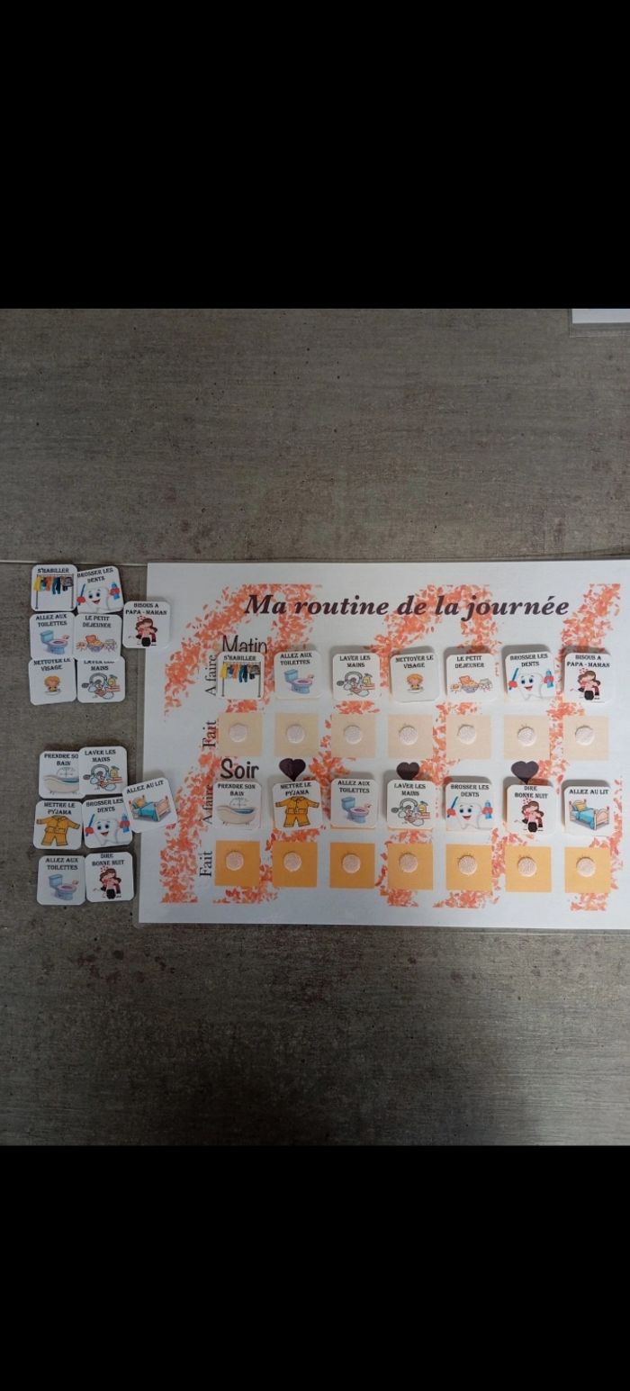Fiche plastifiée d'activité ma routine de la journée