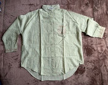 Chemise brodée, vert anis, Kooiook, Taille L