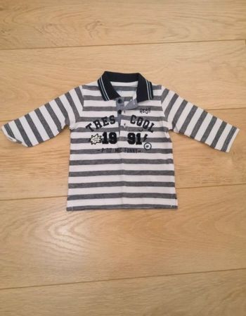 Polo rayé manches longues - 6 mois