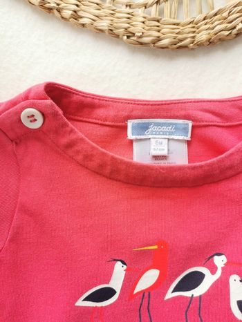 Tee-shirt rose imprimé cigognes Jacadi 6 Mois