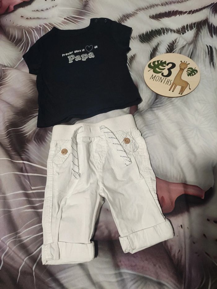 Ensemble garçon T-shirt (papa) pantalon 3 mois