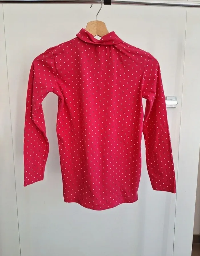 T-shirt col roulé rose fushia à pois enfant fille 12 ans Nawak - photo numéro 2