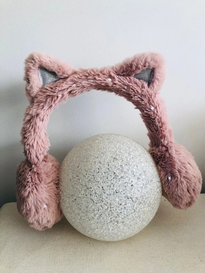Cache oreille doux lapin chat rose enfant fille - photo numéro 3