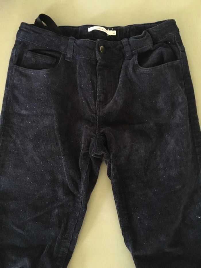 Pantalon velours côtelé bleu marine pailleté Monoprix Kids - photo numéro 2