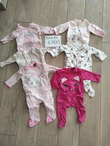 Lot de 6 pyjamas fin fille 6 mois
