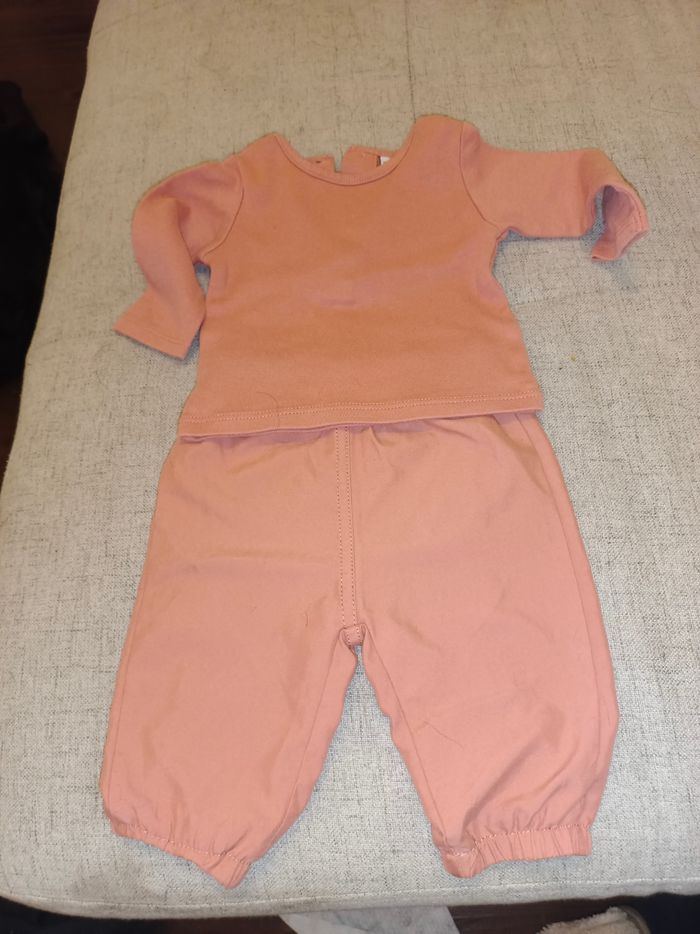 Ensemble pull et jogging vieux rose fille 3 mois - photo numéro 4