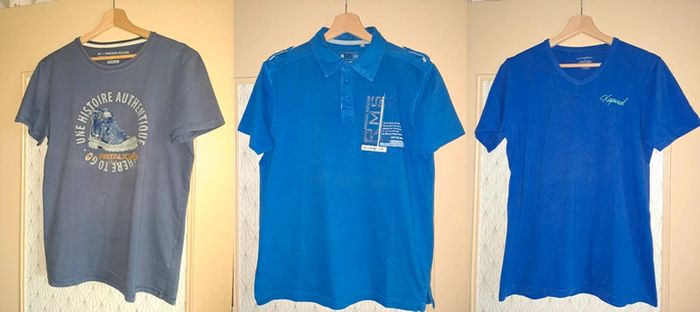 Lot de 3 T-shirts homme L avec petits défauts voir photos et légère décoloration de pliage - photo numéro 2
