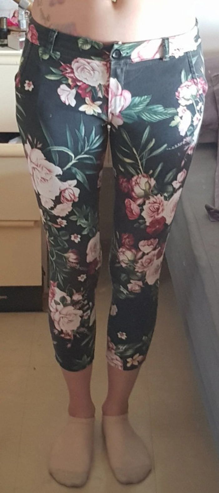 Pantalon été fleuri taille s