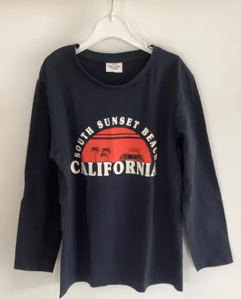 T-shirt manche longue tape à l’œil marine flocage orange et blanc