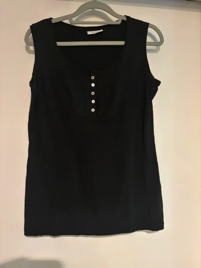 Débardeur noir à boutons – Yessica – Taille S - photo numéro 2