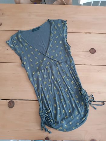Haut tunique gris motifs jaune taille M
