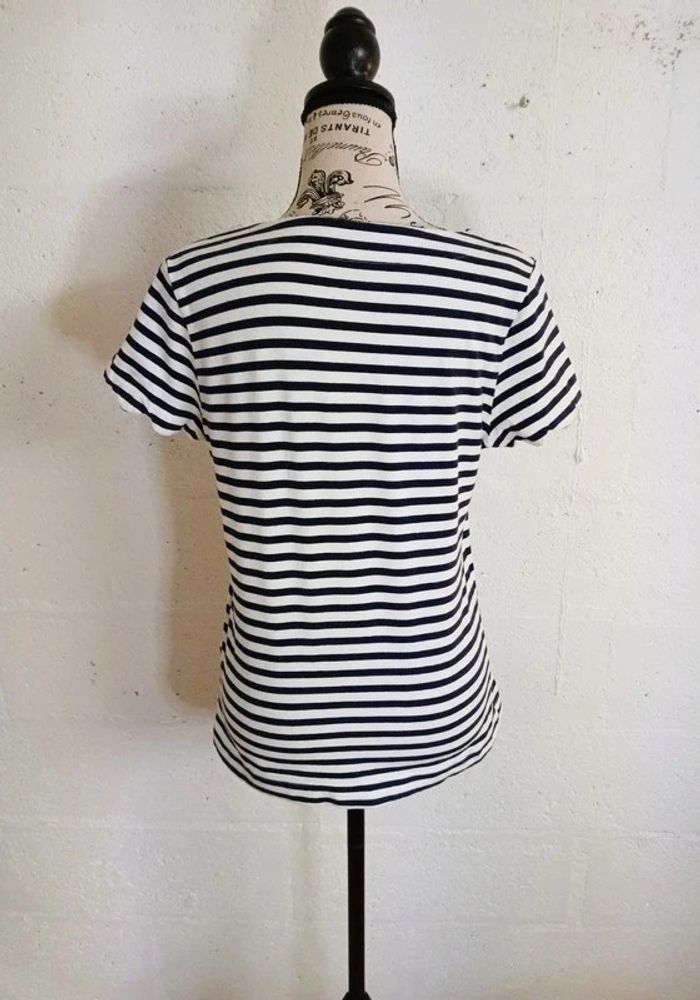 T-shirt rayé marine & blanc Camaïeu Taille L Bon état - photo numéro 4