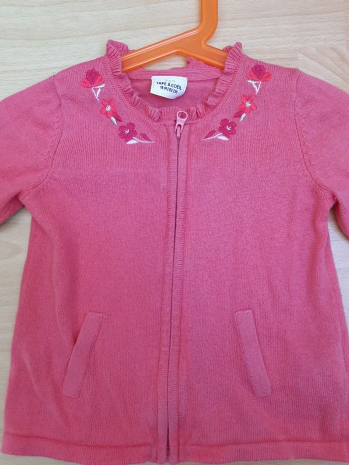 Gilet rose zippé TAO taille 18 mois TBE - photo numéro 2