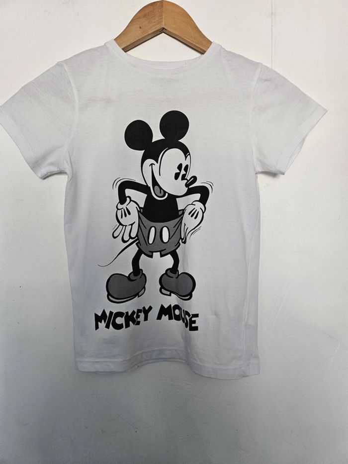 T-shirt à manches courtes enfant - Taille 7/8 ans - Disney Mickey - Blanc imprimé Mickey - photo numéro 2