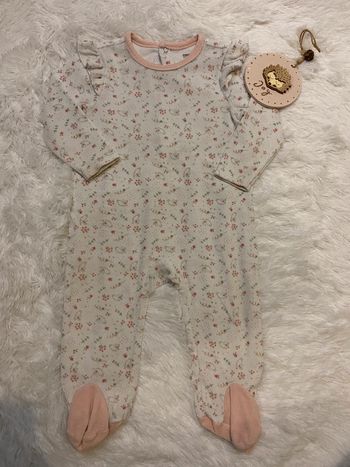 Pyjama velours fille froufrou fleuri lapin