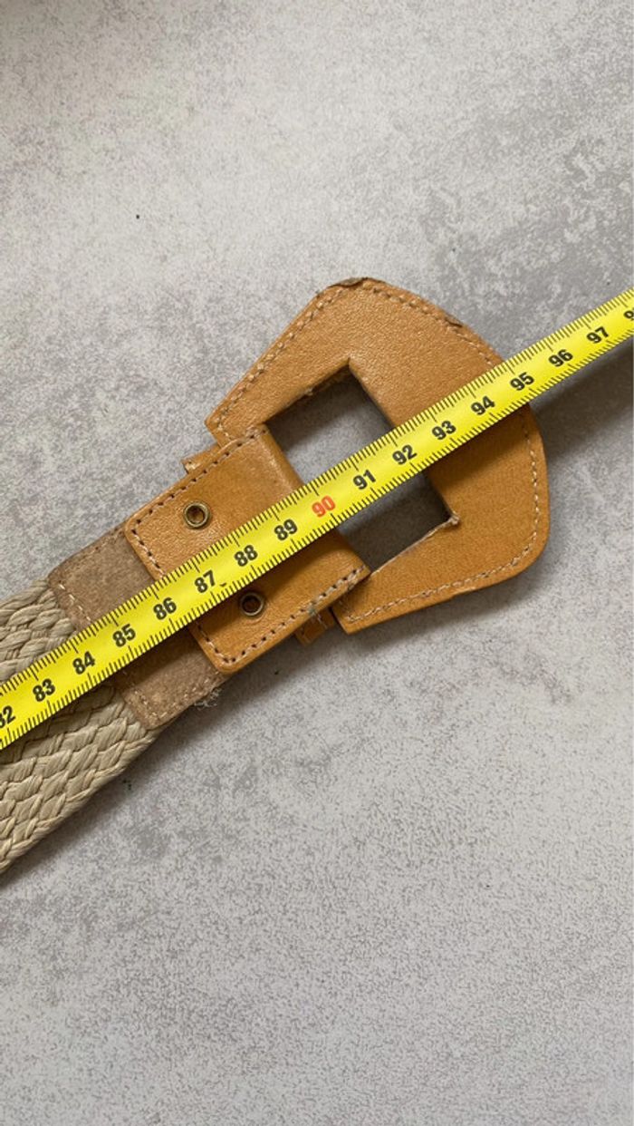 Ceinture imitation paille marron beige taille 80 cm - photo numéro 5