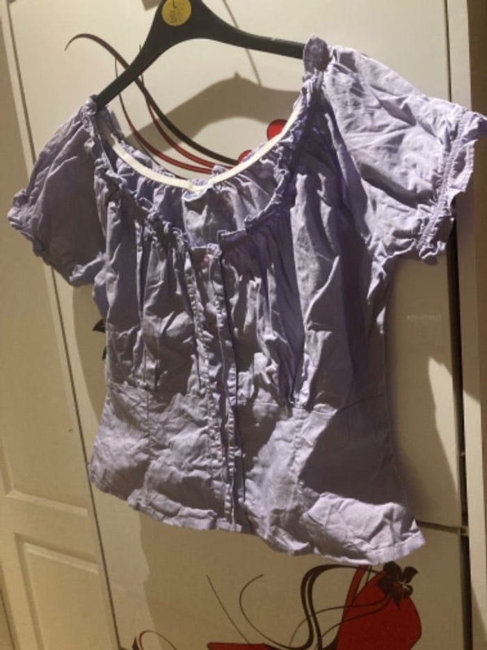 Blouse parme en coton à boutons T42/44 Blanche Porte