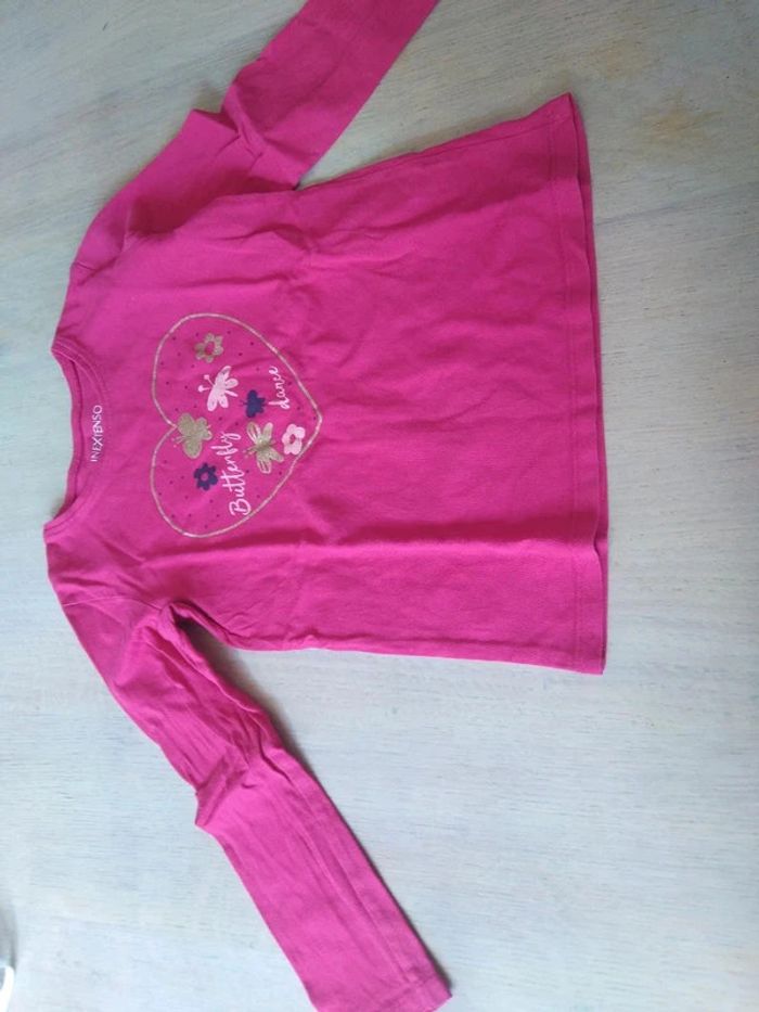 Tee-shirt rose coeur 6 ans - photo numéro 2