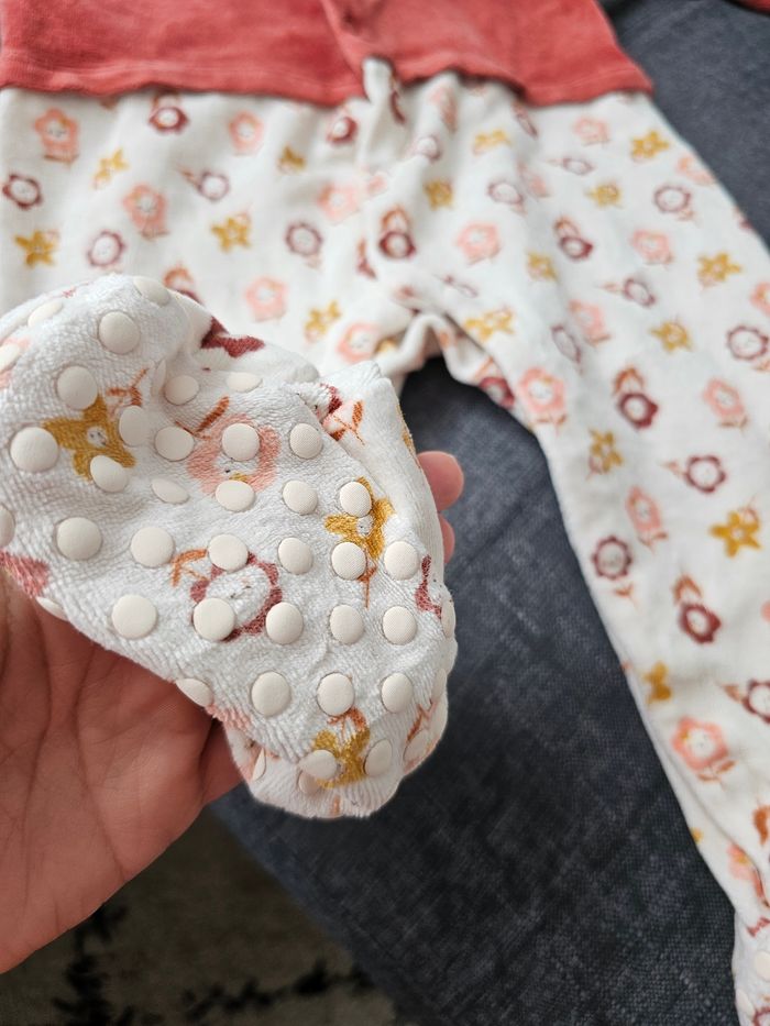 Grenouillère bébé 12 mois rose terracotta à motifs – manches longues - photo numéro 4