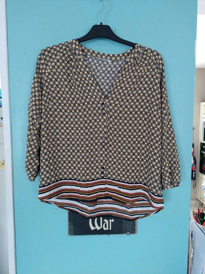 Blouse manches 3quart cache cache moutarde a carreaux taille 36 - photo numéro 1