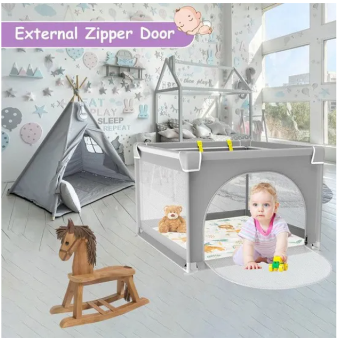 Parc bébé Yumbot avec tapis - Pliable, 90x90x68 cm, avec sac de transport - photo numéro 3