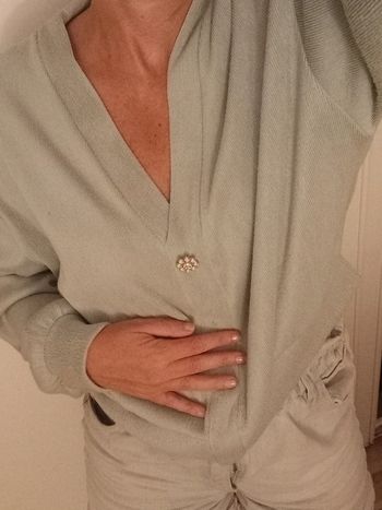 Gilet cardigan vintage strass XL vert d eau