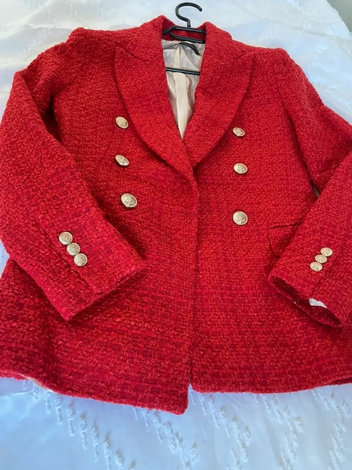 Zara Veste blazer tailleur tweed à boutonnage croisé taille XS - photo numéro 9