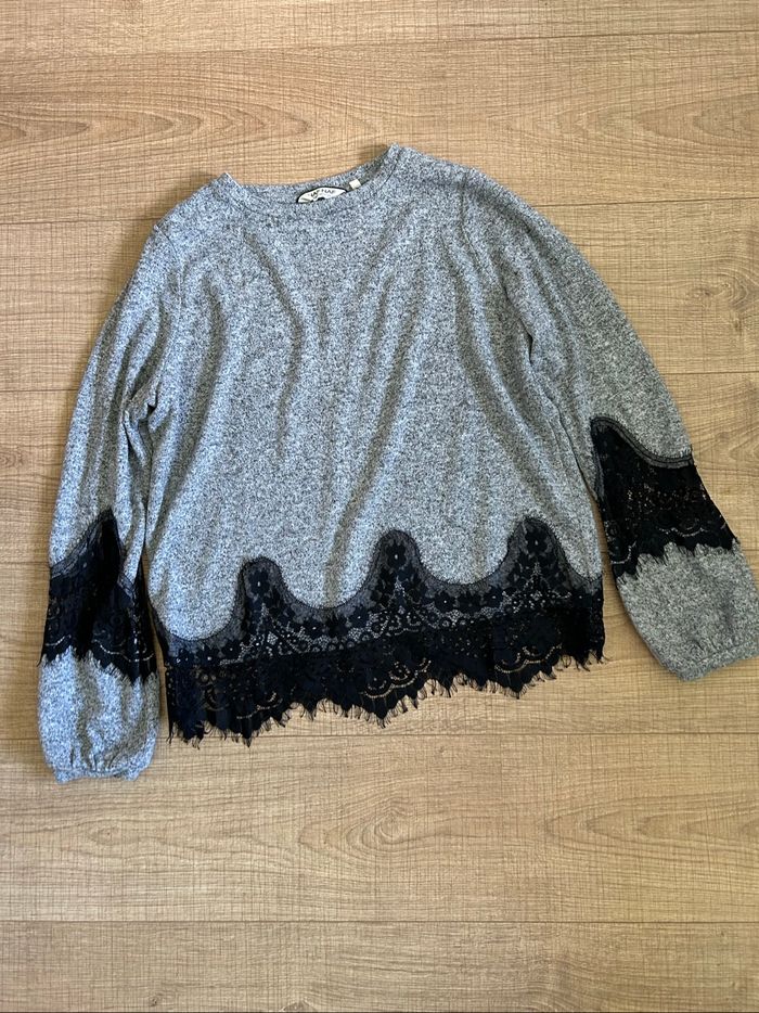 Pull gris et noir à manches longues Naf Naf taille L TBE - photo numéro 7
