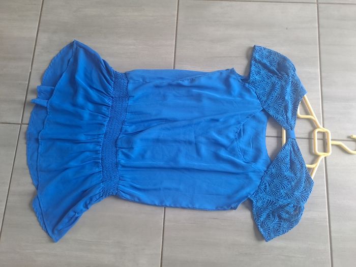 Blouse longue / Tunique bleu Kiabi Taille 38 - photo numéro 7