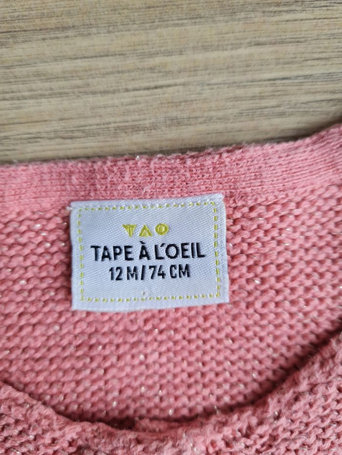 Gilet rose pailleté 12 mois TAO - photo numéro 2