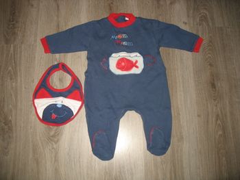 PYJAMA DORS BIEN FIN BLEU MARINE + BAVOIR BÉBÉ GARÇON - 6 MOIS - n°06