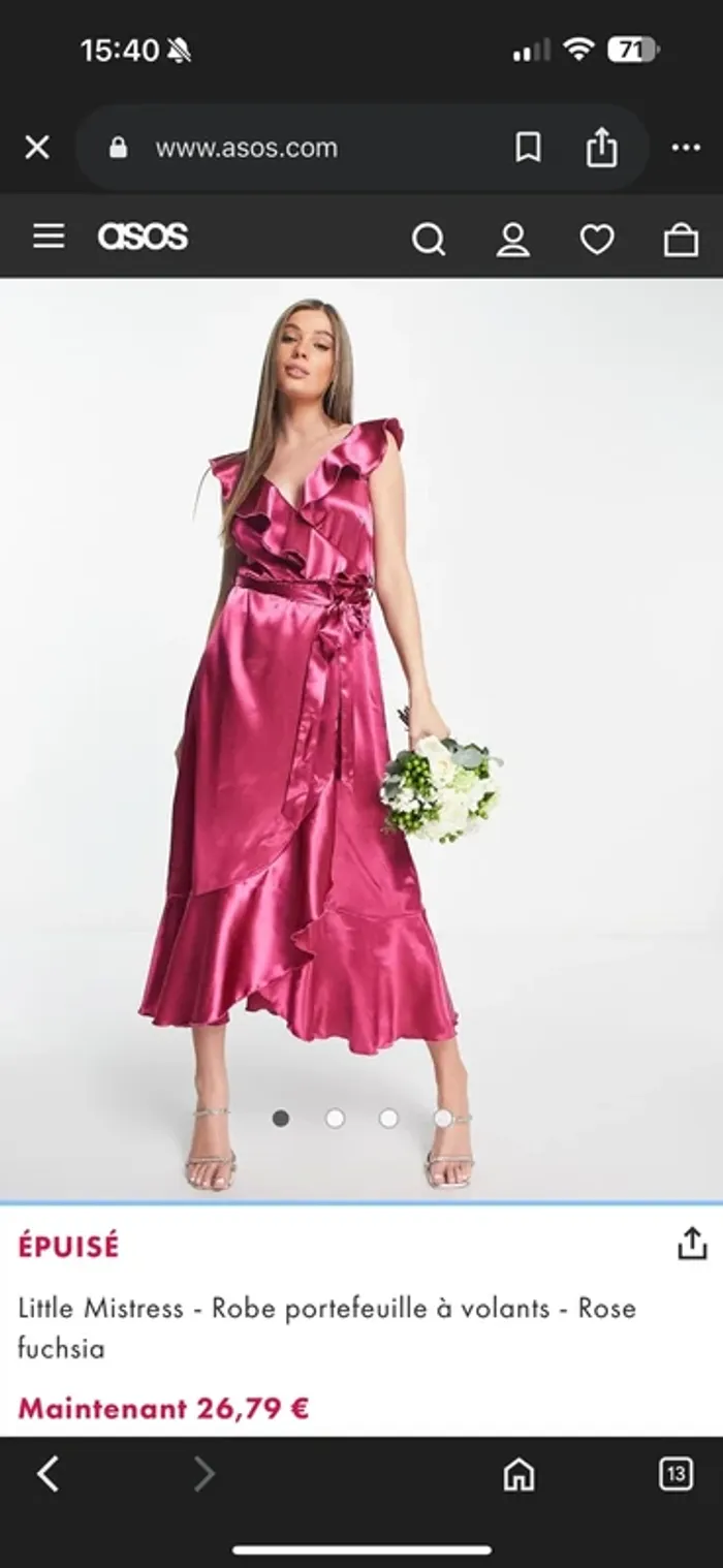 👗 🌻Little Mistress - Taille L- Robe - bordeaux portefeuille à volants - neuf sans étiquette - photo numéro 15