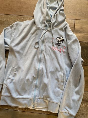 Gilet zippé à capuche Snoopy bleu clair M